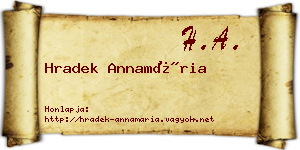 Hradek Annamária névjegykártya
